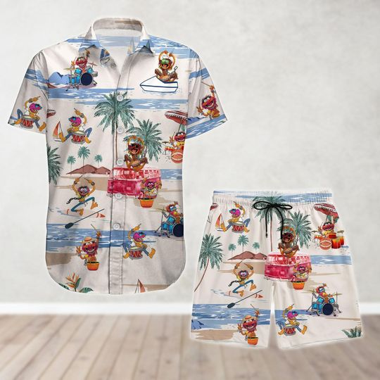 Disney The Muppets Animal Button Shirt And Shorts, Disneyland Family Shirt, Magic Kingdom Summer Beach Shirt Disneyworld Tropical Shirt