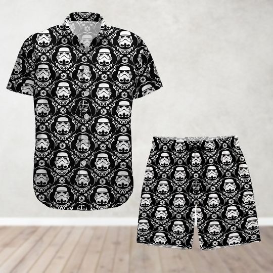 Darth Vader And Stormtrooper Button Shirt And Shorts, Star Wars Hawaiian Shirt, Disney Movie Shirt, Summer Beach Shirt, Vacation Shirt