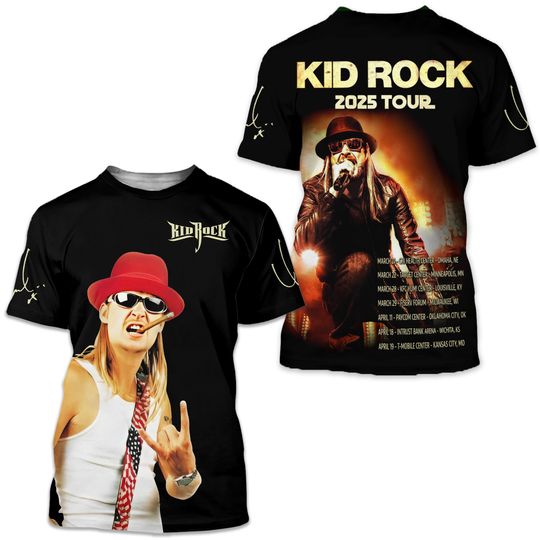 Discover Kid Rock Tour 2025 Spring Arena AOP 3D T-shirt