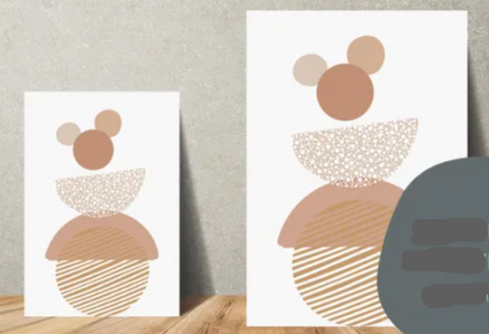 Discover Abstract Neutral Hidden Mickey Wall Art, Boho Minimalist Home Decor, Printable Wall Art Poster