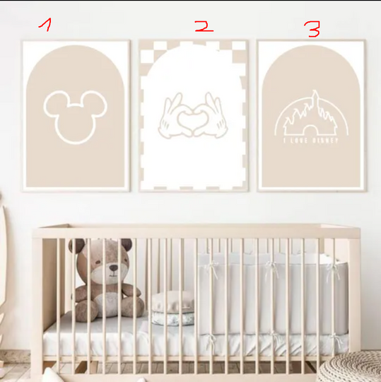Discover 3 Bundle Mickey Mouse Love Hands Poster, Mickey Mouse Print, Kids Room Wall Art, Nursery Decor, Gender Neutral