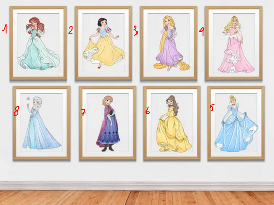 Watercolor Princess Wall Art, Princess Art Print, Nursery Wall Art, Princess Nursery Decor,  Girl Room Decor, Bedroom Decor