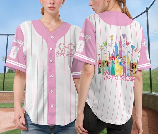 Discover Personalize Disney Princess Baseball Jersey Shirt, Custom Name Disney Princess Kingdom Baseball Jersey, Magic Kingdom Princess Jersey Shirt