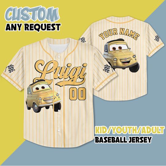 Discover Custom Disney Cars Luigi  Baseball Jersey, Disney Cars Luigi Baseball Jersey Team, Personalized Disney Baseball Team Outfit