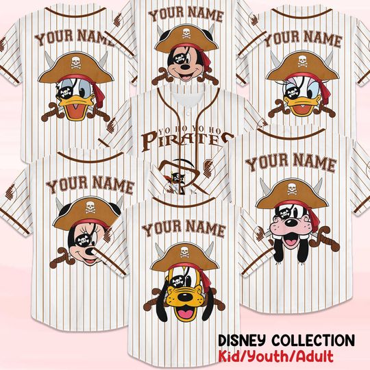 Discover Custom Disney Pirates of Caribbean Baseball Jersey, Custom Name Disney Game Day Kid Adult Jersey, Gift For Baseball Fan Disney Matching