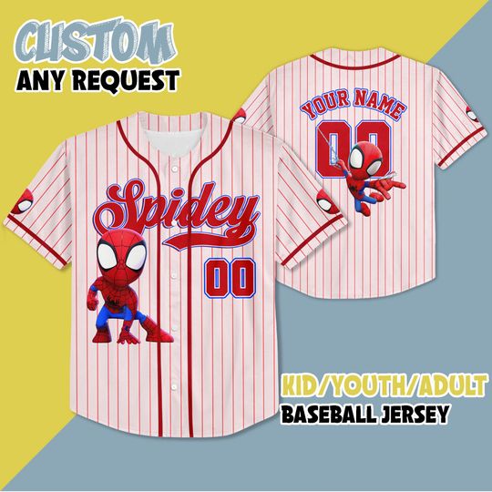 Personalized Disney Spidey Baseball Jersey, Custom Spidey And His Amazing Friends Baseball, Disney Baseball Jersey, Spidey Birthday Gift