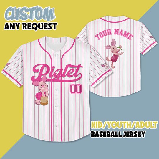 Discover Custom Winnie the Pooh Piglet Baseball Jersey, Personalized Piglet Baseball, Disney Baseball Jersey, Piglet Birthday Gift