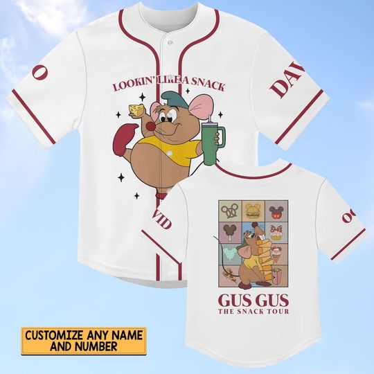 Discover Looking Like A Snack Gus Gus Baseball Jersey, Cinde Gus Gus Jersey For Kids, Disney Family Matching Baseball Shirt, Gus Gus Mouse