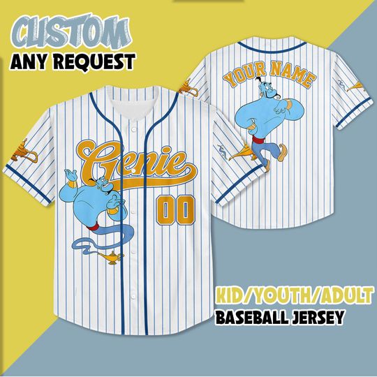 Discover Personalized Disney Aladdin Genie Baseball, Disney Baseball Jersey Sports Team, Cute Birthday Gifts For Fans, Disneyland Family