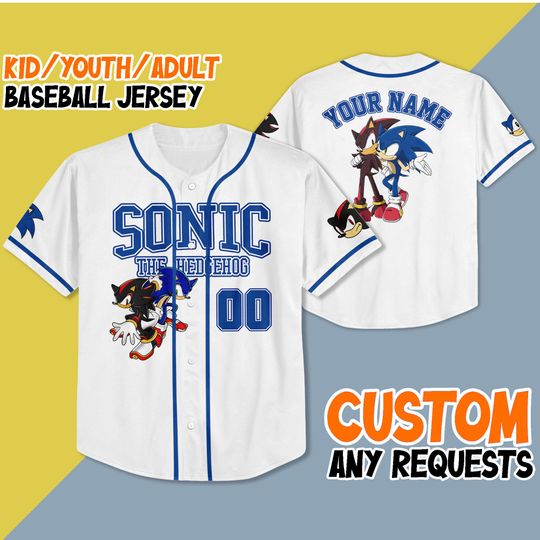 Personalized Disney Sonic the Hedgehog Baseball Jersey, Sonic and Shadow Baseball Jersey, Sonic Party Jersey, Shadow Birthday Gift