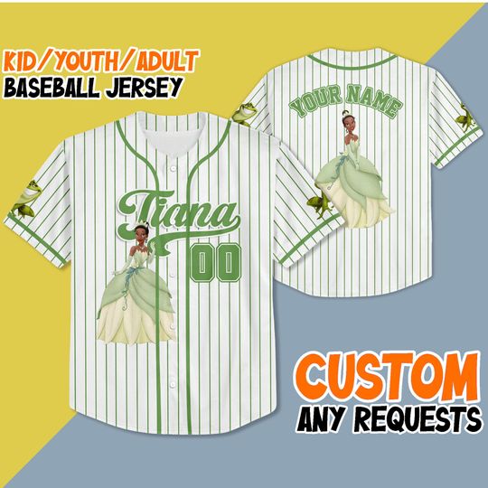 Personalized Disney Princess Tiana Brave Baseball Jersey, Custom Tiana Baseball, Disney Princess Baseball Jersey