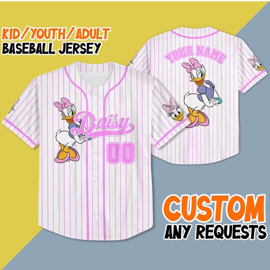 Discover Custom Disney Daisy Duck Baseball Jersey, Personalized Daisy Duck Baseball, Disney Baseball Jersey, Gift For Fan Disney