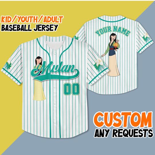 Discover Custom Disney Princess Mulan Baseball Jersey, Custom Mulan Baseball, Disney Princess Baseball Jersey, Gift For Baseball Fan Disney Princess