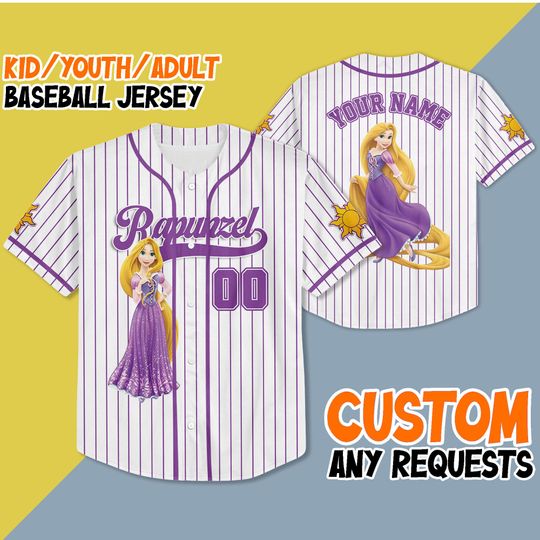Discover Personalized Disney Princess Rapunzel Tangled Jersey, Disney Baseball Jersey Sports Outfits Cute Gifts For Fans Disney