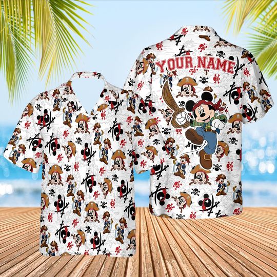 Discover Custom Mickey Pirates of The Caribbean Hawaiian Shirt, Cruise Shirt, Pirates of The Caribbean, Mickey And Friends Shirt, Mickey Pirate Shirt