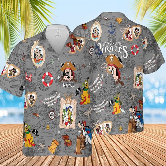 Custom Disney Cruise Hawaiian Shirt, Minnie Cruise Shirt, Pirates of The Caribbean, Mickey And Friends Shirt, Minnie Pirate Shirt