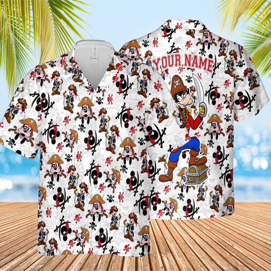 Discover Custom Goofy Pirates of The Caribbean Hawaiian Shirt, Cruise Shirt, Pirates of The Caribbean, Mickey And Friends Shirt, Mickey Pirate Shirt