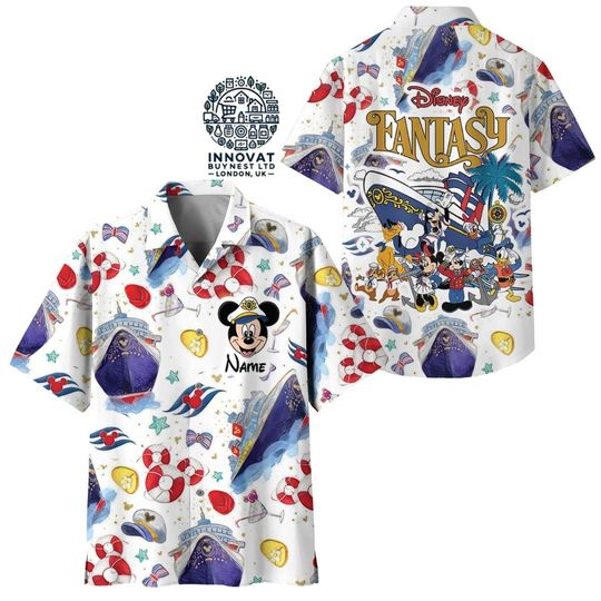 Personalized Mickey and Friends Cruise Shirt, Disney Hawaiian Shirt, Disney Cruise Family Shirts, Disney Fantasy Magic Wonder Treasure Wish