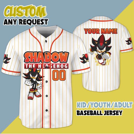 Custom Shadow The Hedgehog Baseball Jersey, Personalized Disney Shadow Jersey Shirt, Gift For Kids Adult Unisex
