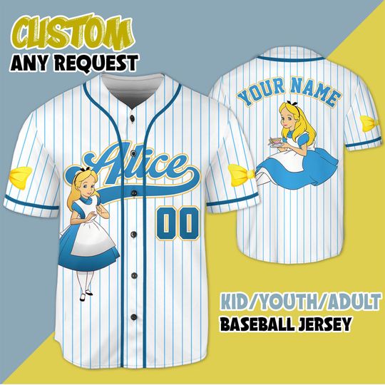 Discover Custom Alice The Wonderland Baseball Jersey, Princess Alice And Cheshire Cat Baseball Jersey, Alice Jersey Shirt, Alice Lover Gift