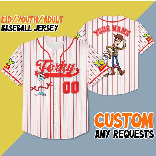 Discover Personalized Toy Story Forky Baseball Jersey, Disney Toy Story Forky Jersey Shirt, Forky Baseball Teams, Birthday Gift For Kid Youth Adult