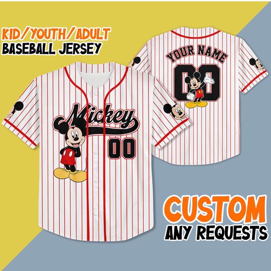 Discover Custom Mickey Mouse Baseball Jersey, Baseball Jersey For Kids Adult Unisex, Disneyland Baseball Team, Mickey Jersey Birthday Gift