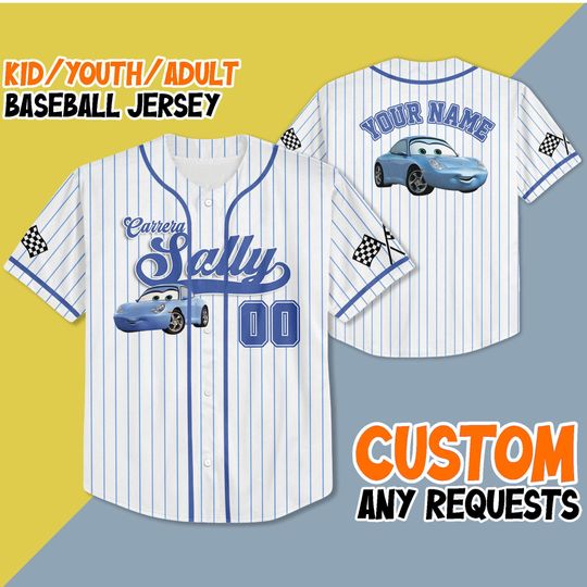 Discover Personalized Cars Sally Carrera Baseball Jersey, Disney Sally Carrera Jersey Shirt, Disney Cars Baseball Teams, Gift For Kids Adult Unisex