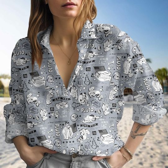 Discover Funny Pluto Portrait Retro Shirt, Cute Mickey And Pluto  Women Blouses, Disneyland Trip Family Vacation Shirt