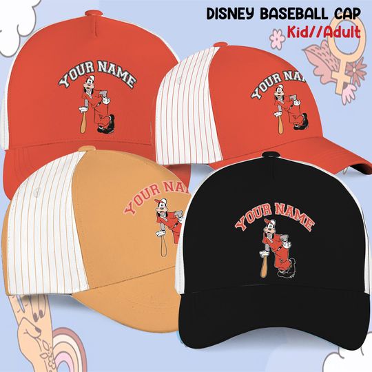 Custom Disney Goofy Baseball Cap, Custom Name Disney Game Day Kid Adult Cap, Gift For Baseball Fan Disney Matching