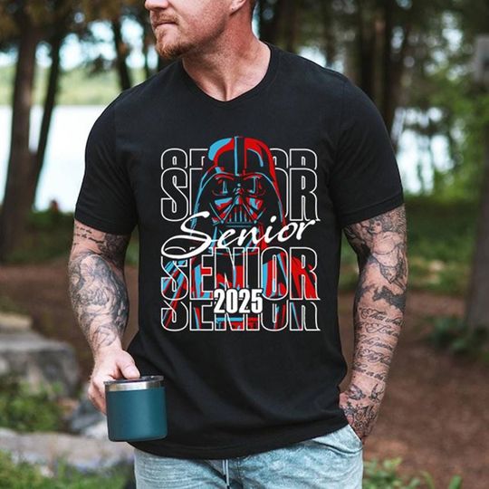 Discover Starwars Senior Darth Vader Graduation 2025 Poster Shirt, Starwars Shirt Darth Vader Shirt, Disneyland Starwars Shirt, Galaxy's Edge Shirt