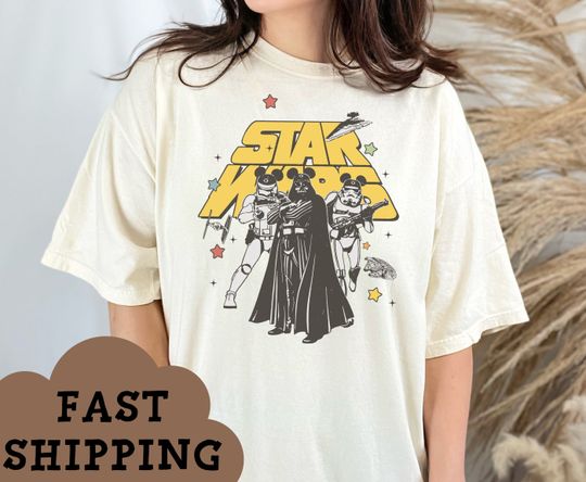 Star Wars Comfort Colors Shirt, Retro Star Wars Shirt, Darth Vader Mickey ears Shirt, Storm Trooper shirt, Star Wars Land, Mickey Star Wars