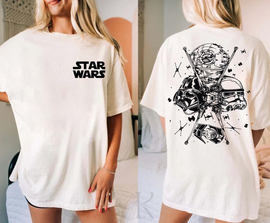 Disney Star Wars Two- Sided Shirt, Galaxy's Edge Shirt, Darth Vader, Death Star, Stormtrooper Shirt, Disney Trip Shirt