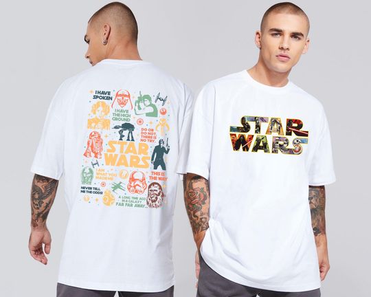 Discover Two sided Retro Star Wars Shirt, Galaxy's Edge Shirt Star Wars Characters Shirt, Darth Vader Shirt
