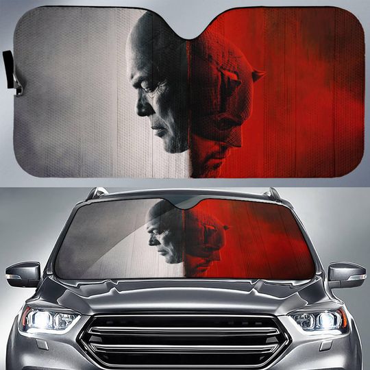 MCU Daredevil Born Again Car Sun Shade, Matt Murdock Car Cover Decor, MCU Superhero Car Windshield Car Accessories,Gift For Dad,Gift For Him