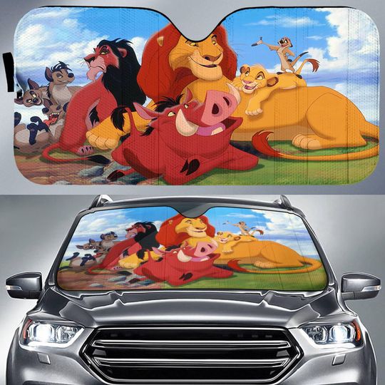 Disneyland The Lion King Characters Car Sun Shade, Scar Simba Mufasa Car Windshield, Pumbaa Timon Car Accessories