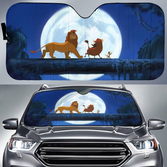 The Lion King Car Sunshade Simba Timon And Pumbaa Walking Hakuna Matata Car Sun Shade Car Windshield Car Accessories