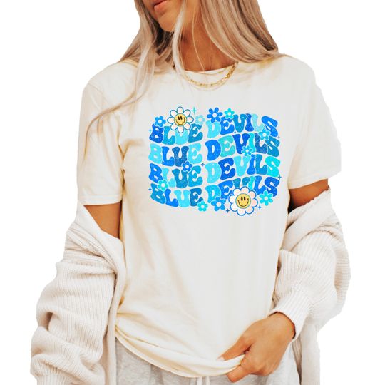 Discover Women's Blue Devils Shirt, Matching Family Game Day Shirts, Teacher T-Shirt, Team Mascot Shirt, School Spirit Shirt, Blue Devils Baby Outfit