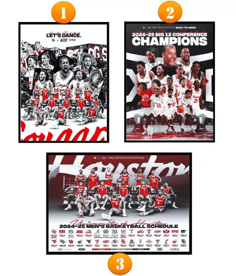 Houston Cougars Let’s Dance March Madness 2025 Big 12 Men’s Basketball Poster