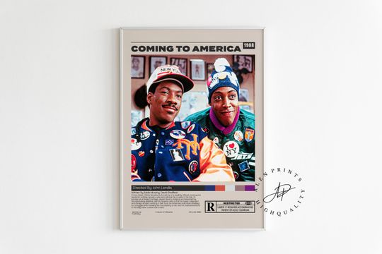 Coming to America, John Landis, Minimalist Movie Poster, Vintage Retro Art Print, Wall Art Print, Home decor, Mid century modern, A3 poster