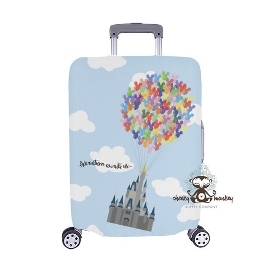 Discover Adventure Awaits Us Castle and Balloons Luggage Cover