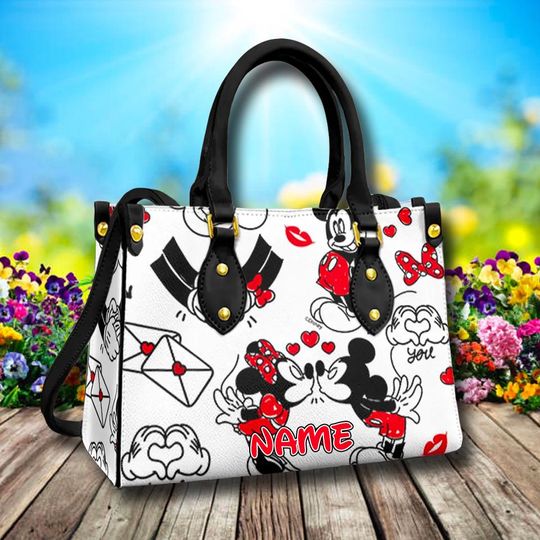 Discover Mouse Couple Kiss Leather Bag, Mouse Bag, Cartoon Leather Crossbody Bag, Mouse Leather Handbag, Mouse Leather Shoulder Bag