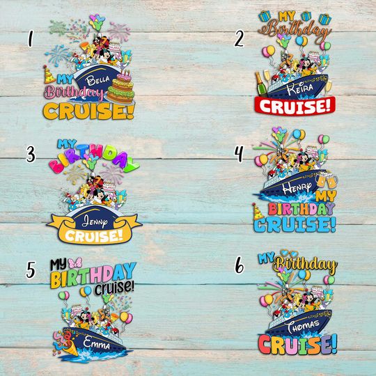 Personalized Animated Mouse And Friends Birthday Cruise Magnet Collection, Mouse Wearing Birthday Hat Magnet, Custom Birthday Cruise Magnet