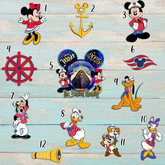 Personalized Famous Mouse And Ducks Cruise Magnets For Cruise Ship Door, Animated Mouse Characters Cruise Magnet, Custom Name Door Magnet