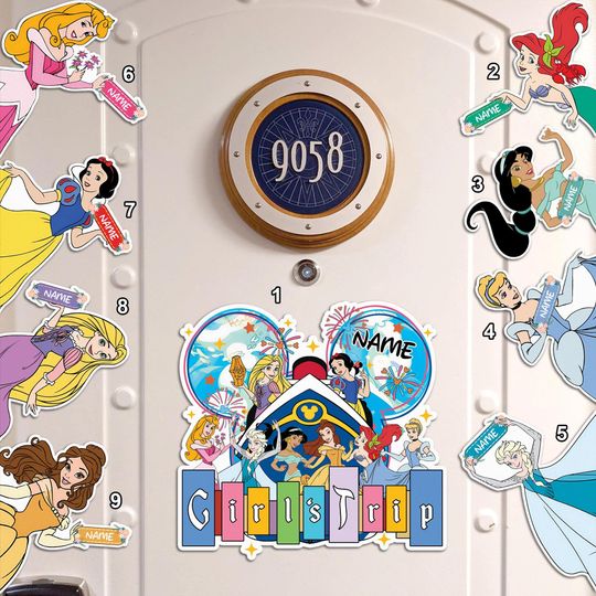 Discover Personalized Disney Princess Inspired Cruise Door Magnet, Disney Princess Girl Trip Cruise Ship Stateroom Door, Princess Birthday Girl Decor