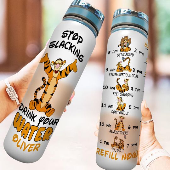 Discover Custom Disney Tigger Water Tracker Bottle, Cute Tigger Water Bottle, Cartoon Fitness Water Bottle, Bear Gym Bottle, Magic Kingdom Gift