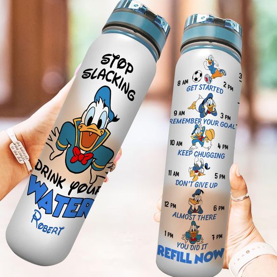 Discover Custom Disney Donald Duck Water Bottle, Cute Donald Duck Drink Bottle, Personalize Cartoon Bottle, Duck Water Tracker, Magic Kingdom Tumbler
