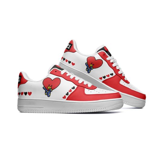 BT21 Tata Unisex Low Top Leather Sneakers - Red