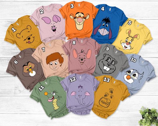 Winnie The Pooh Family Costume Shirt, Halloween Costumes Shirt, Pooh Halloween Cosplay, Tigger Costume Shirt, Halloween Party