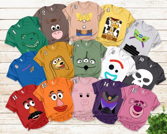 Toy Story Costume Halloween Shirt, Woody Buzz Lightyear Jessie Tomato Head Costume Shirt, Family Halloween Shirt Halloween Party Tee
