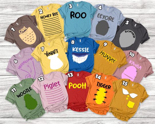 Winnie The Pooh Shirts/Disney Winnie The Pooh/Tiger/Piglet/Eeeyore/Disney Group Shirts/Pooh Costume Shirt/Halloween Costume